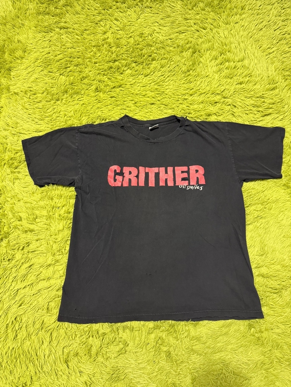 Vintage 90s Distressed Grither Band All Smiles Album 1995 Size XL Black